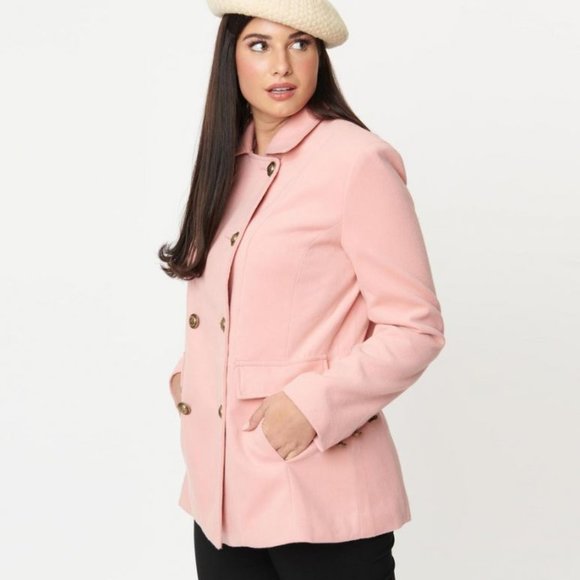 NWT Unique Vintage Pink Squad Peacoat - L/10-12 - Picture 7 of 7